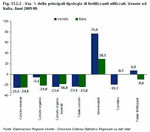 % variation in the main type of fertilisers used.Veneto and Italy. Years 2009/08