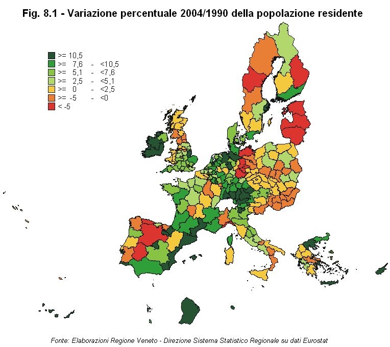 Rapporto Statistico 2006 - Capitolo 8 - Il Veneto in Italia e in Europa dagli anni '90 ad oggi - Figura 8.1