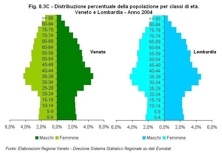 Rapporto Statistico 2006 - Capitolo 8 - Il Veneto in Italia e in Europa dagli anni '90 ad oggi - Figura 8.3C