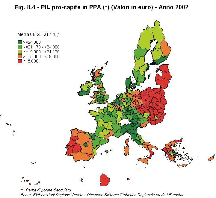 Rapporto Statistico 2006 - Capitolo 8 - Il Veneto in Italia e in Europa dagli anni '90 ad oggi - Figura 8.4