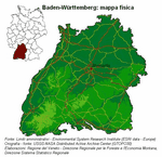 Il Veneto si confronta con il Baden-Württemberg - Baden-Württemberg: mappa fisica