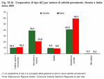 Cooperative di tipo A per settore di attivit prevalente, Veneto e Italia - Anno 2005