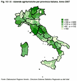 Aziende agrituristiche per provincia italiana. Anno 2007