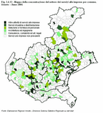 Mappa della concentrazione del settore dei servizi alle imprese per comune. Veneto - Anno 2006