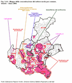 Mappa della concentrazione del settore moda per comune. Veneto - Anno 2006