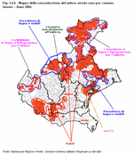 Mappa della concentrazione del settore arredo-casa per comune. Veneto - Anno 2006