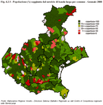 Popolazione (%) raggiunta dal servizio di banda larga per comune - Gennaio 2008
