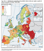 Distribuzione geografica del prodotto interno lordo pro capite a parit di potere d'acquisto in Europa - Anno 2006
