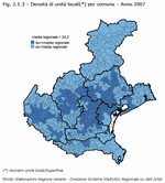 Densit di unit locali per comune - Anno 2007