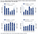 Quota % degli operatori con l'estero presenti in Veneto e quota di export movimentato per classe di fatturato estero - Anni 2004:2009