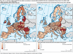 Crescita della produttivit nei settori (a sinistra) e crescita della produttivit dovuta a spostamenti di forza lavoro tra settori nelle regioni europee - Anni 2000:2007