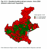 Density of local units per km2 (*), by municipality - Year 2004