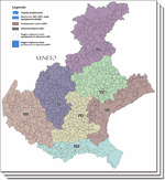 Mobility area for the main centres affected by commuting - Year 2001 