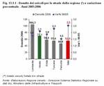 Road vehicle density on Veneto roads and percentage variations - Years 2005:2006