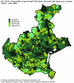 Occupational potential of the business-service industry by municipality. Veneto - Year 2006