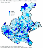Occupational potential in the transport industry by municipality. Veneto - Year 2006