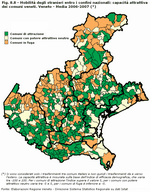 Mobilità degli stranieri entro i confini nazionali: capacità attrattiva dei comuni veneti. Veneto - Media 2006-2007