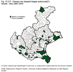 Municipalities with authorised biogas plants. Veneto - Years 2007-2010
