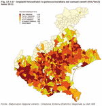 Photovoltaic plants: power capacity in Veneto municipalities (KW/Km2) - 2011