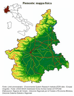 Il Veneto si confronta con il Piemonte - Piemonte: Mappa Fisica