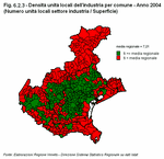 Densit unit locali dell'industria per kmq, per comune - Anno 2004