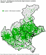 Distribuzione territoriale degli stranieri residenti. Veneto - Anno 2007