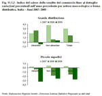 Indice del valore delle vendite del commercio fisso al dettaglio: variazioni percentuali sull'anno precedente per settore merceologico e forma distributiva. Italia - Anni 2007: 2009