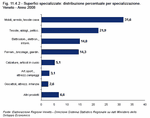 Superfici specializzate: distribuzione percentuale per specializzazione. Veneto - Anno 2008
