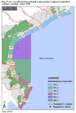Localizzazione transetti acque marino costiere (corpi idrici costieri e marini) - Anno 2010